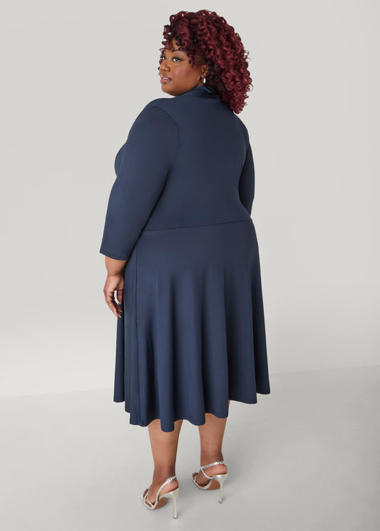 Faux Wrap A Line Dress