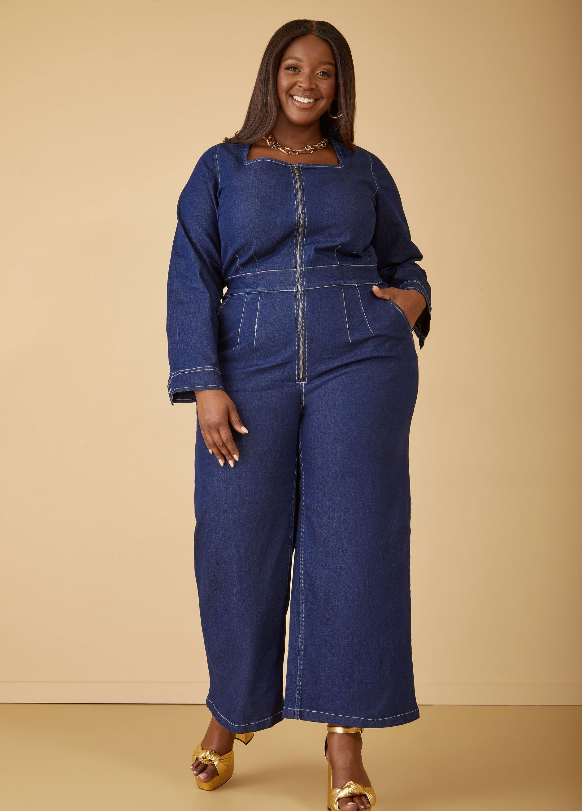 Plus Size Wide Leg Jean Jumpsuit Plus Size Stretch Denim Plus Size Wide Leg Jean Jumpsuit Plus Size Stretch Denim
