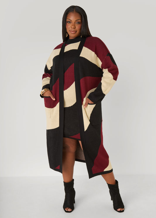Swirl Intarsia Sweater Duster