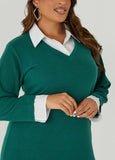 Poplin Paneled Sweater Dress