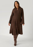 Ribbed Embellished A Line Dress