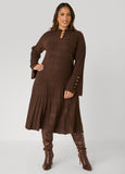 Ribbed Embellished A Line Dress