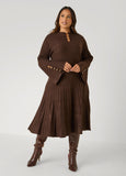Ribbed Embellished A Line Dress