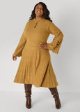 Embellished Ribbed A Line Dress