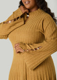Embellished Ribbed A Line Dress