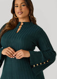Embellished Ribbed A Line Dress