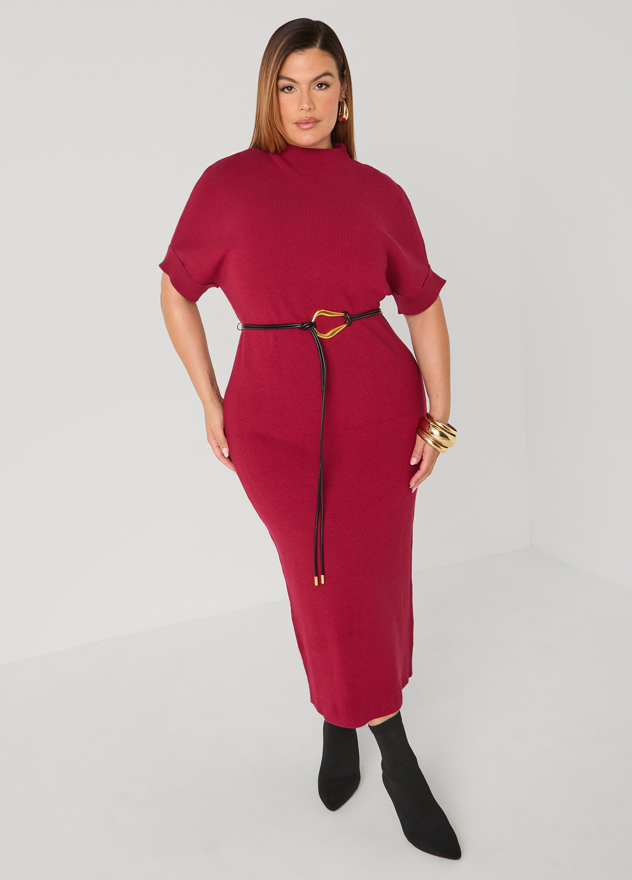 Belted Sweater Maxi Dress