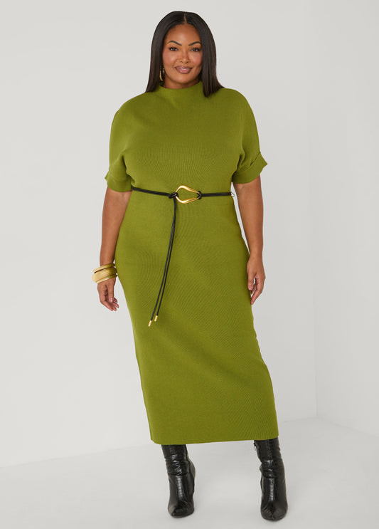 Belted Maxi Sweater Dress