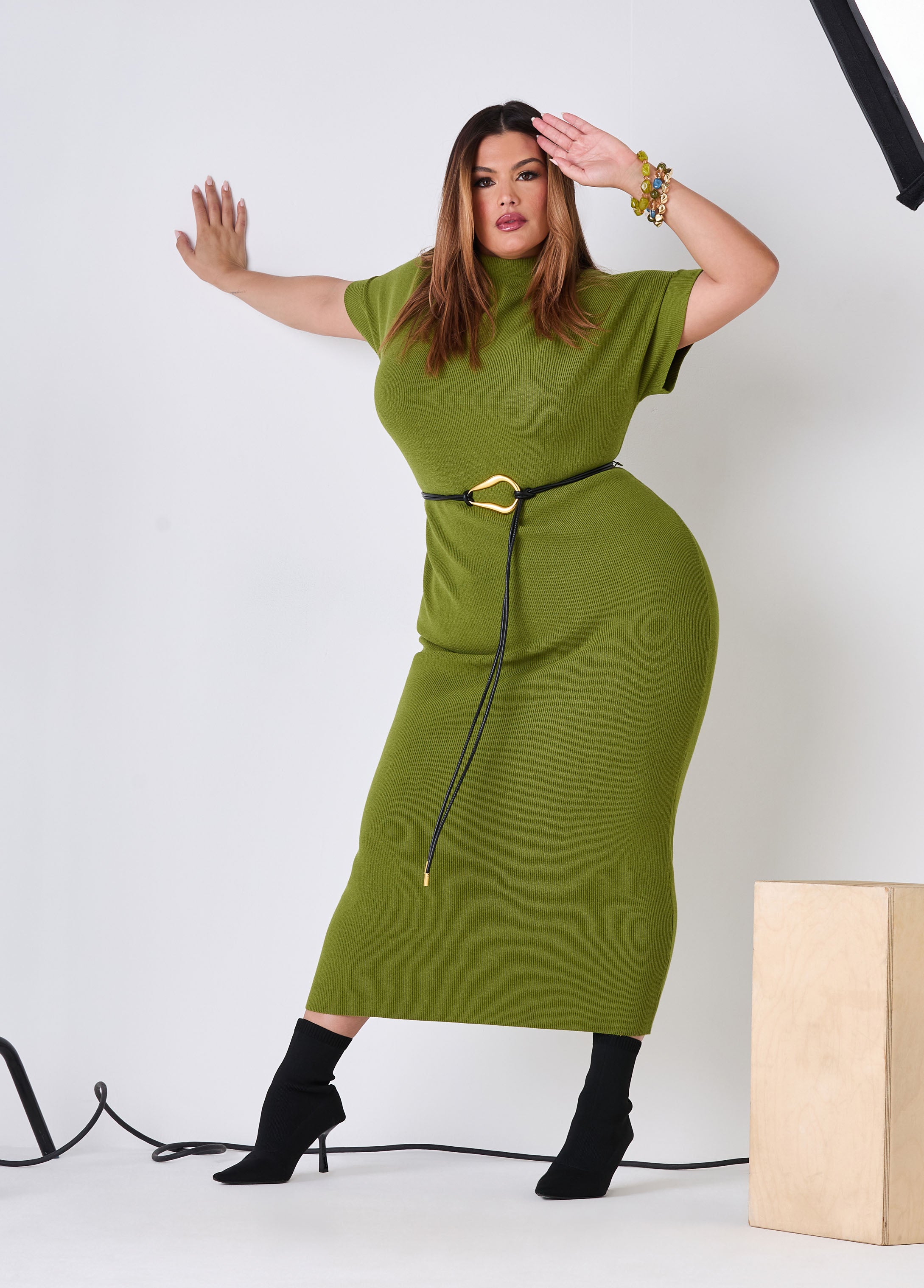 Belted Maxi Sweater Dress