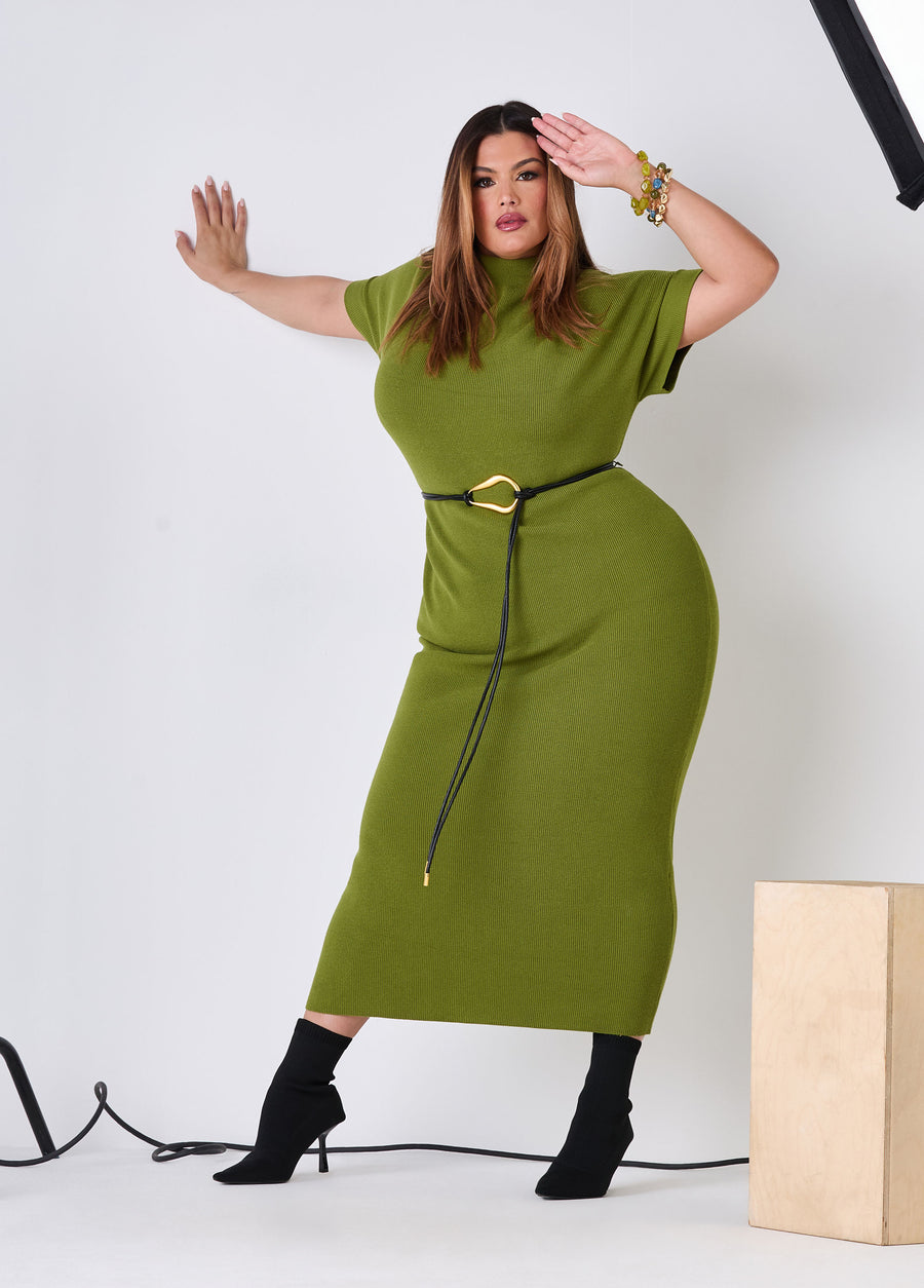 Belted Maxi Sweater Dress