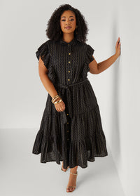 Metallic Print Midaxi Dress