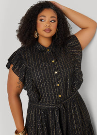 Metallic Print Midaxi Dress