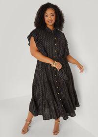 Metallic Print Midaxi Dress