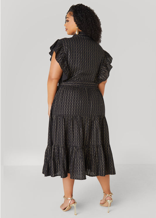 Plus Size Metallic Print Midaxi Dress