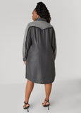 Frayed Two Tone Chambray Dress