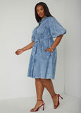 Acid Wash Chambray Shirtdress