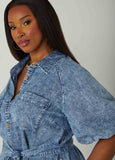 Acid Wash Chambray Shirtdress