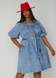 Acid Wash Chambray Shirtdress