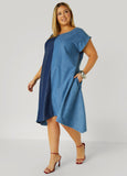 Studded Two Tone Chambray Dress