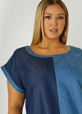 Studded Two Tone Chambray Dress