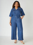 Plus Size Chambray Utility Jumpsuit
