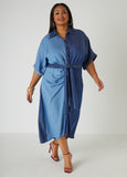 Two Tone Chambray Midaxi Dress