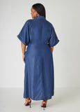 Two Tone Chambray Midaxi Dress
