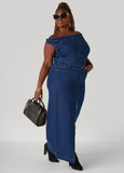 Off The Shoulder Denim Maxi Dress