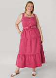Flounced Maxi Denim Dress