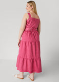 Flounced Maxi Denim Dress