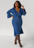 Plus Size denim dress jeans dresses sexy midaxi chambray dress
