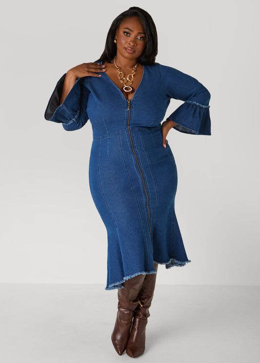 Plus Size denim dress jeans dresses sexy midaxi chambray dress