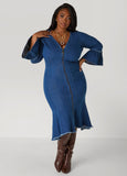 Plus Size denim dress jeans dresses sexy midaxi chambray dress