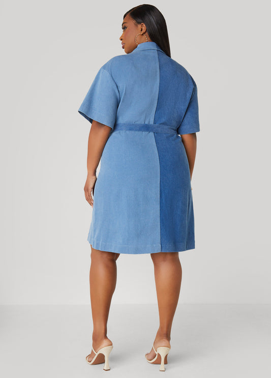 Two Tone Denim Shirtdress