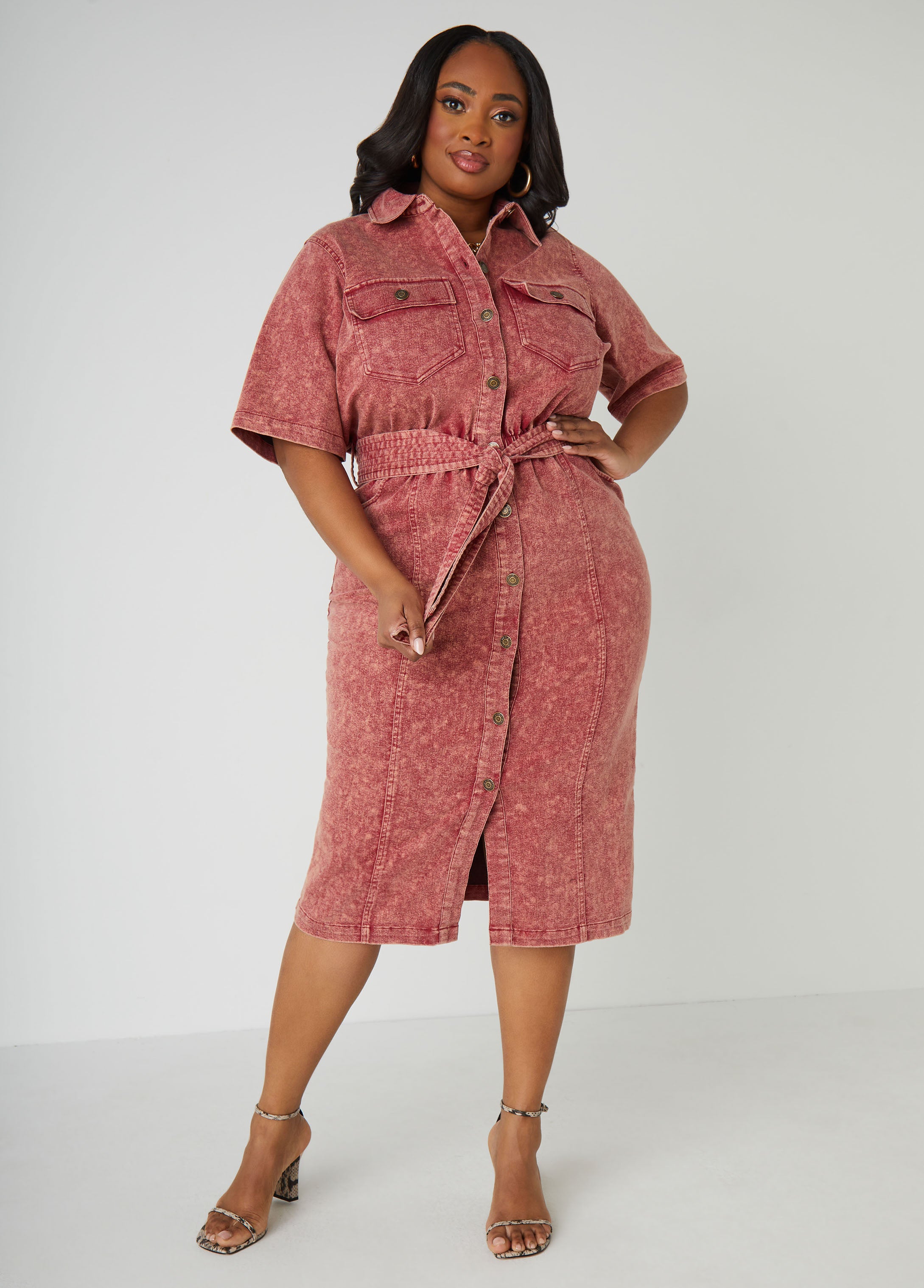 Plus Size Denim Shirtdress Plus Size Shirt Dress Stonewash Jean Dress