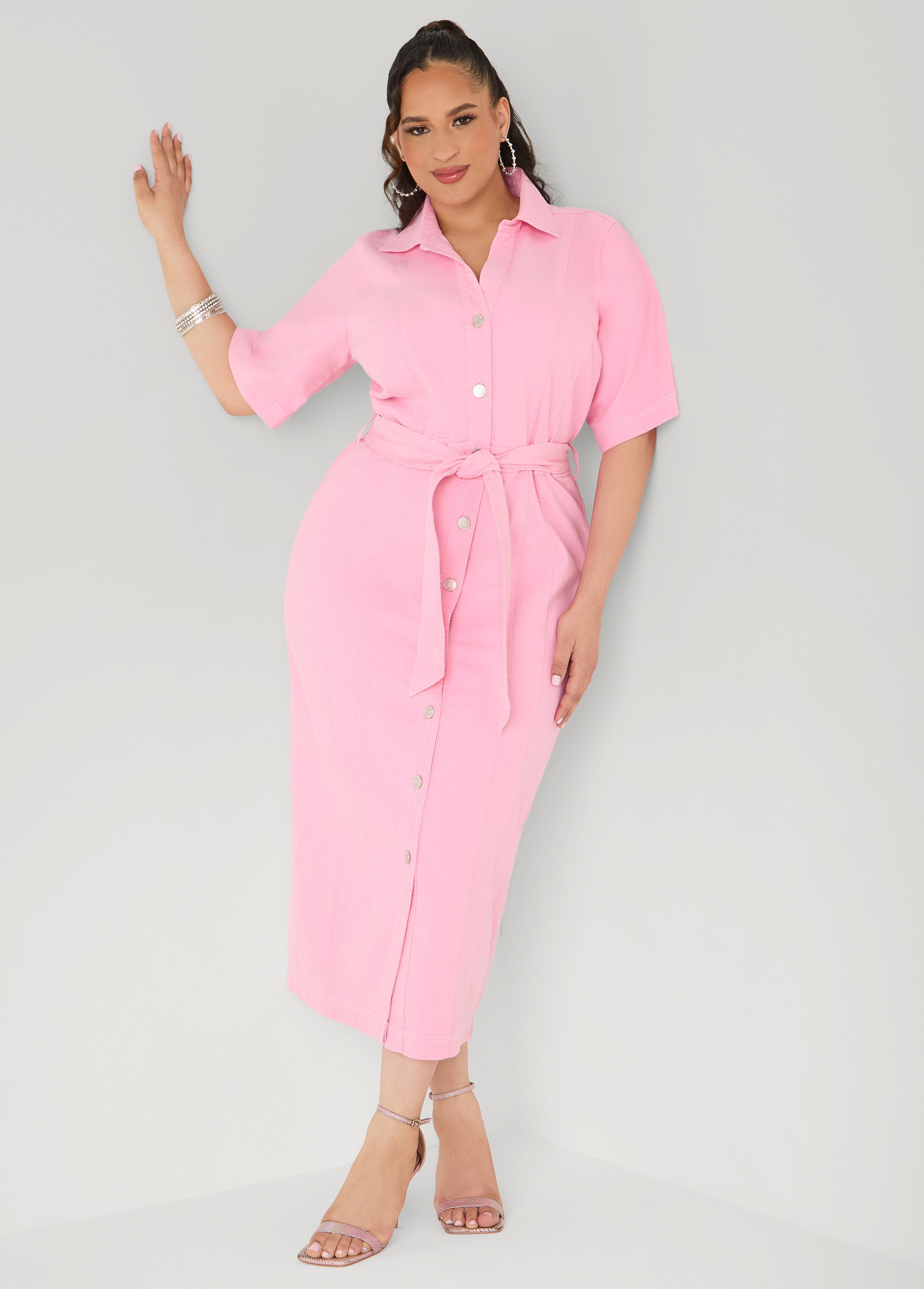 Belted Denim Maxi Dress Ashley Stewart Belted Denim Maxi Dress Ashley Stewart