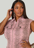 Snake Print Denim Cargo Dress
