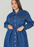 Tall Belted Denim Maxi Shirtdress