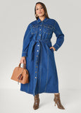 Tall Belted Denim Maxi Shirtdress