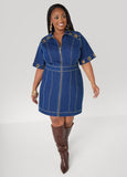 Grommet Denim Sheath Dress