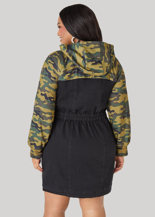 Camo Paneled Denim Bodycon Dress Ashley Stewart Camo Paneled Denim Bodycon Dress Ashley Stewart