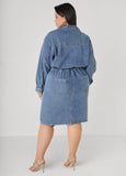 Front Split Denim Shirtdress