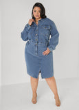 Front Split Denim Shirtdress
