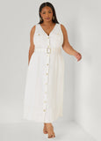 Belted Denim Maxi Shirtdress
