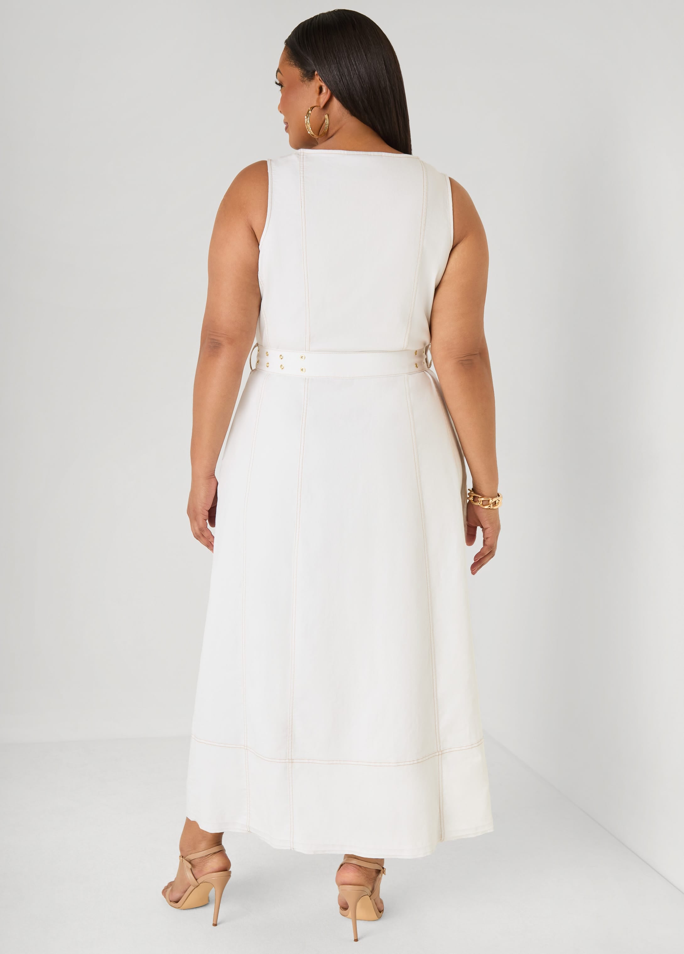 Belted Denim Maxi Shirtdress – Ashley Stewart