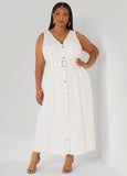 Belted Denim Maxi Shirtdress