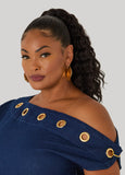 One Shoulder Grommet Maxi Dress