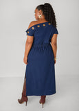 One Shoulder Grommet Maxi Dress