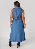 Leopard Scarf Chambray Shirtdress