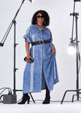 Striped Chambray Maxi Shirtdress
